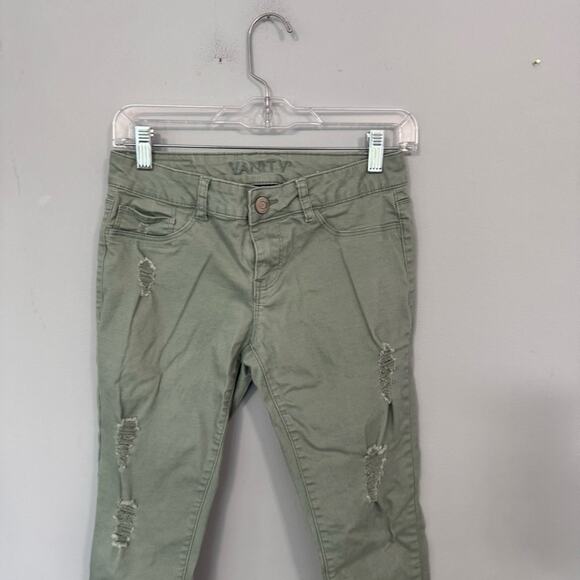 VANITY Light Muted Green Distressed Jean Leggings Jeggings Women’s Size Medium - Picture 4 of 6